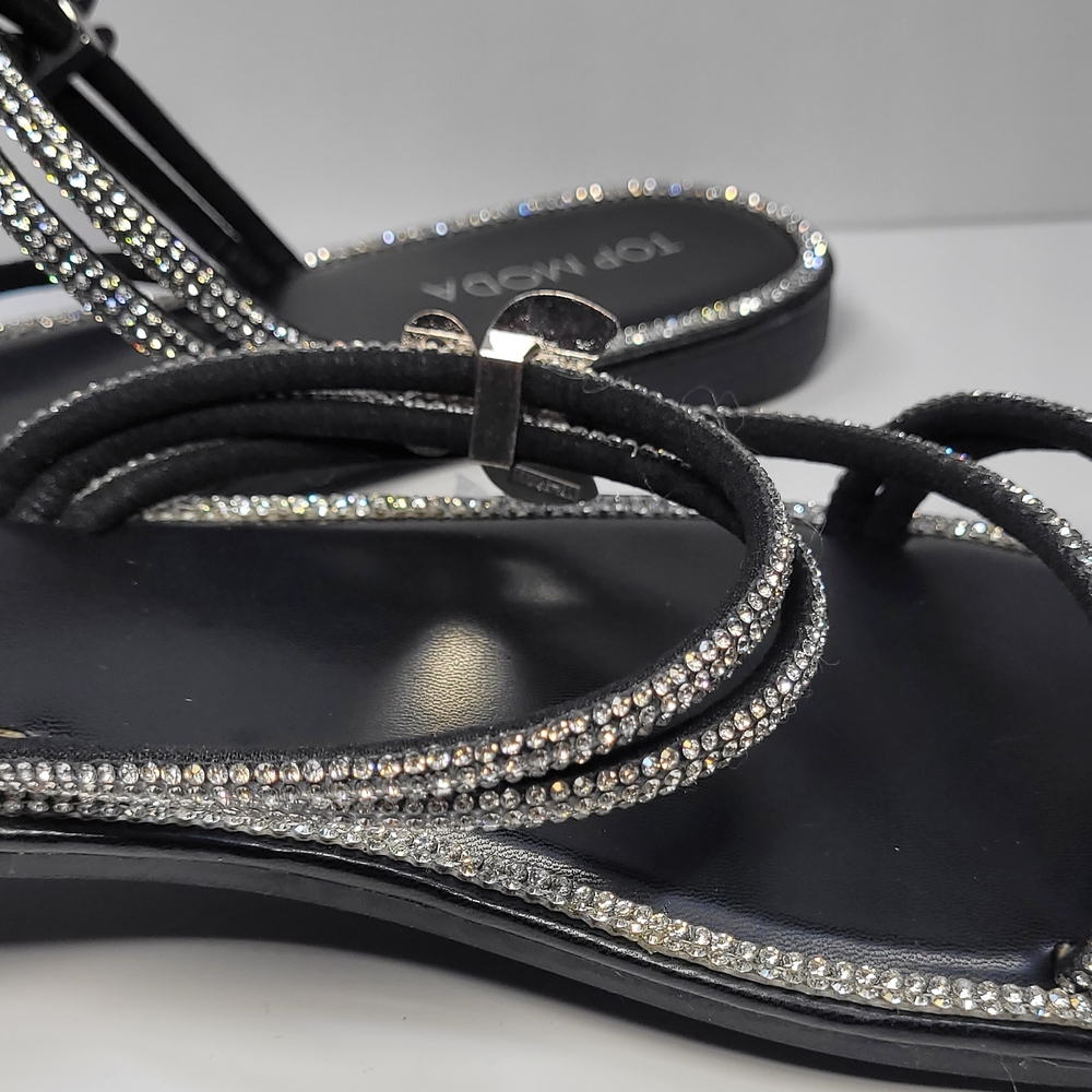 Top Moda Black Rhinestone Sandals - Picture 8 of 11